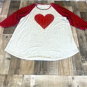 Southern Stitch Plaid Heart Shirt ~ Valentine’s Day ~ Size XXL
